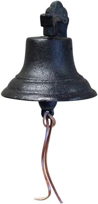 NACH Rustic Cast Iron Doorbell, Small Door Bells for Homes, Dinner Bell, Small Bell, Kitchen Door Bell, Antique Black Doorbell, 8.5x5x6.5 Inches, JS-90-091 by GreenHaven Gardens
