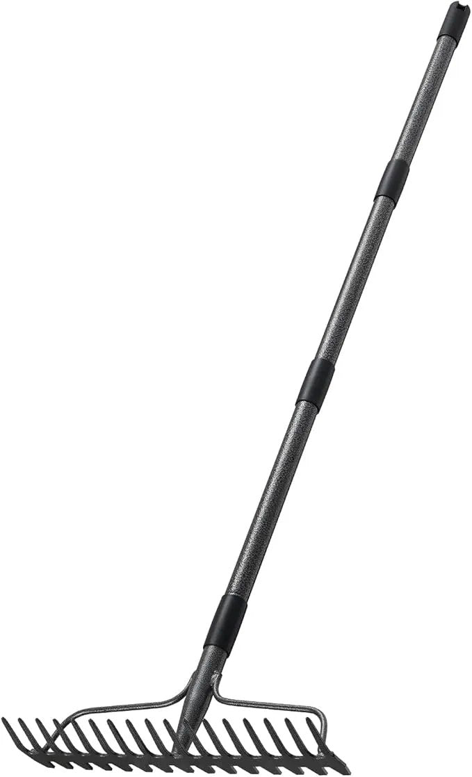 63'' Bow Rake ，17 Tines Metal Head Rakes with Stainless Steel Handle，Heavy Duty Garden Rake for Loosening Soil Gathering Leaf Leveling Lawn Farming Land Management Yarn Thatch Rake by GreenHaven Gardens