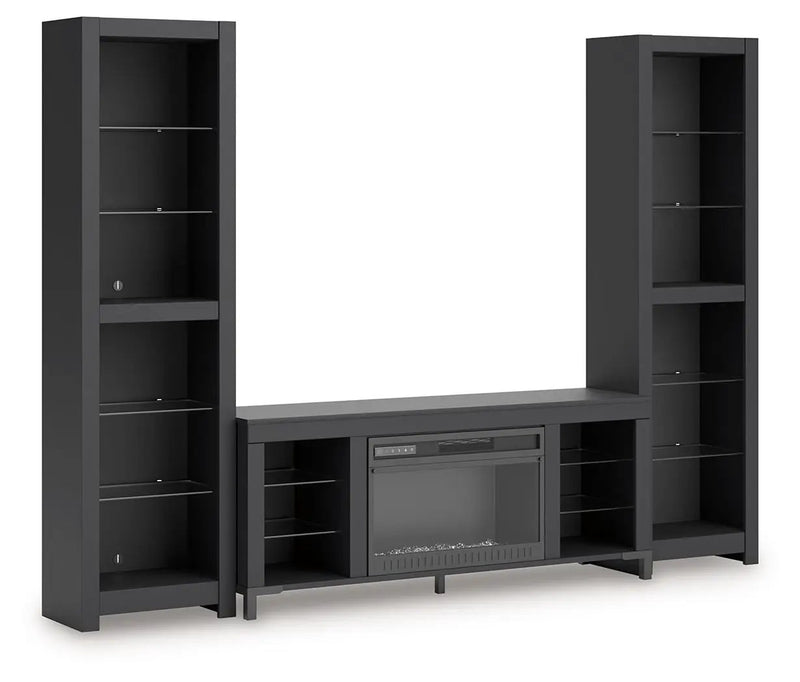 Cayberry - 3-Piece Entertainment Center With Electric Fireplace - Black by Unique Piece Furniture