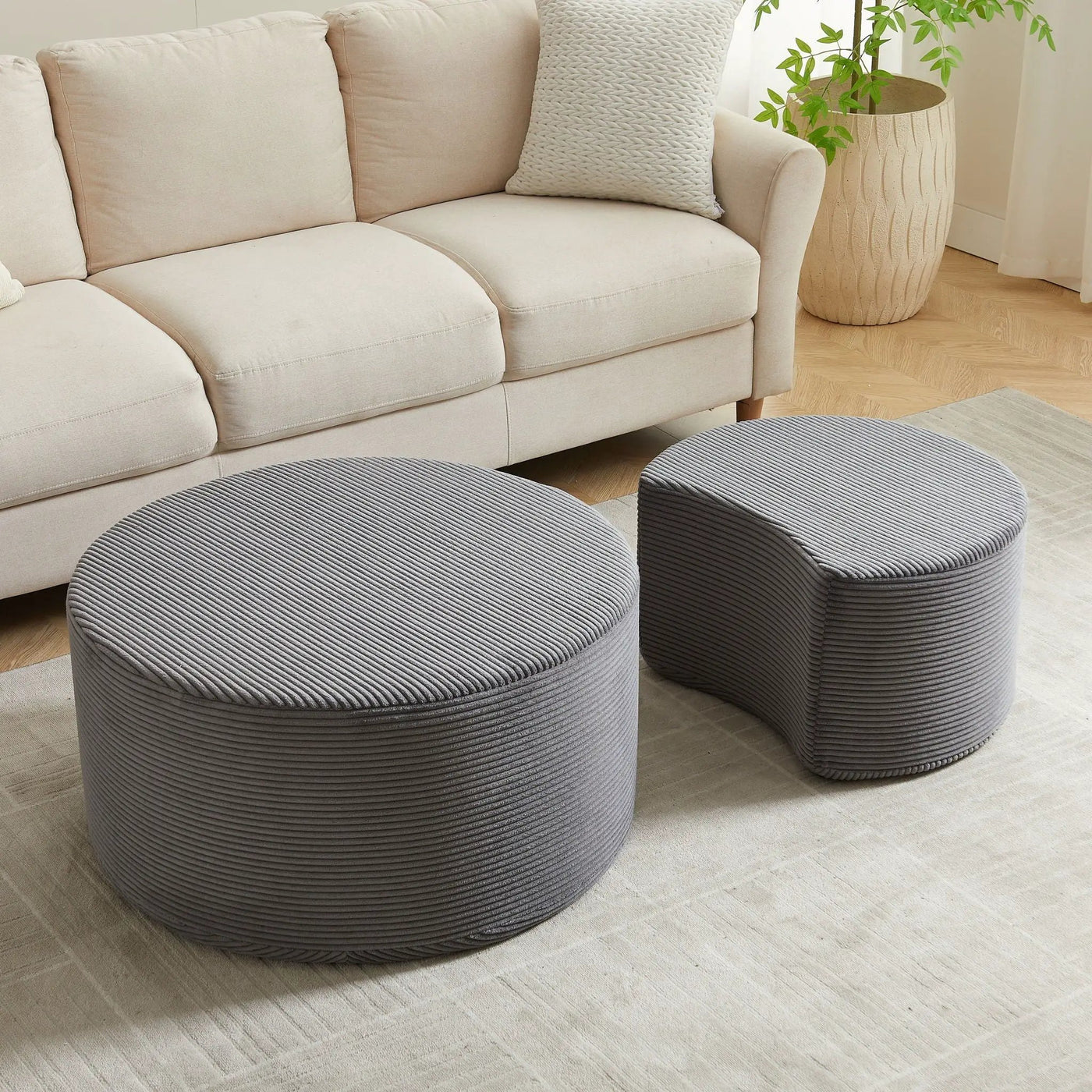 Modern Upholstered Round Coffee Table For Living Room (Set of 2) by HouseOfZazla