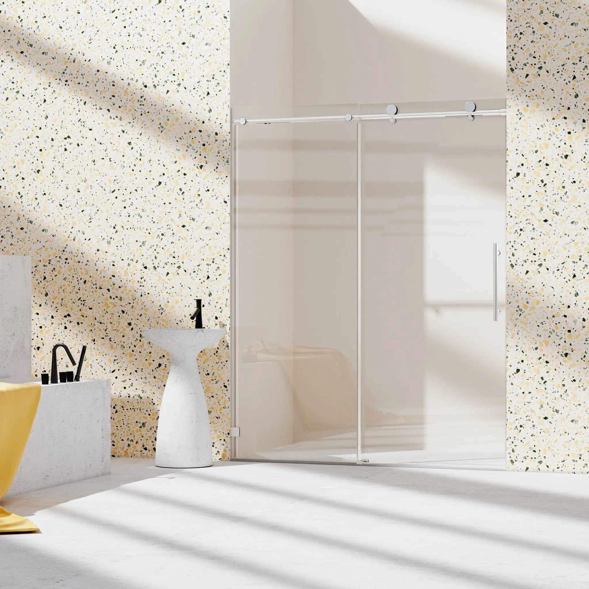 Frameless Single Sliding Soft Close Shower Doors, 5/16" Sgcc Tempered Glass by HouseOfZazla