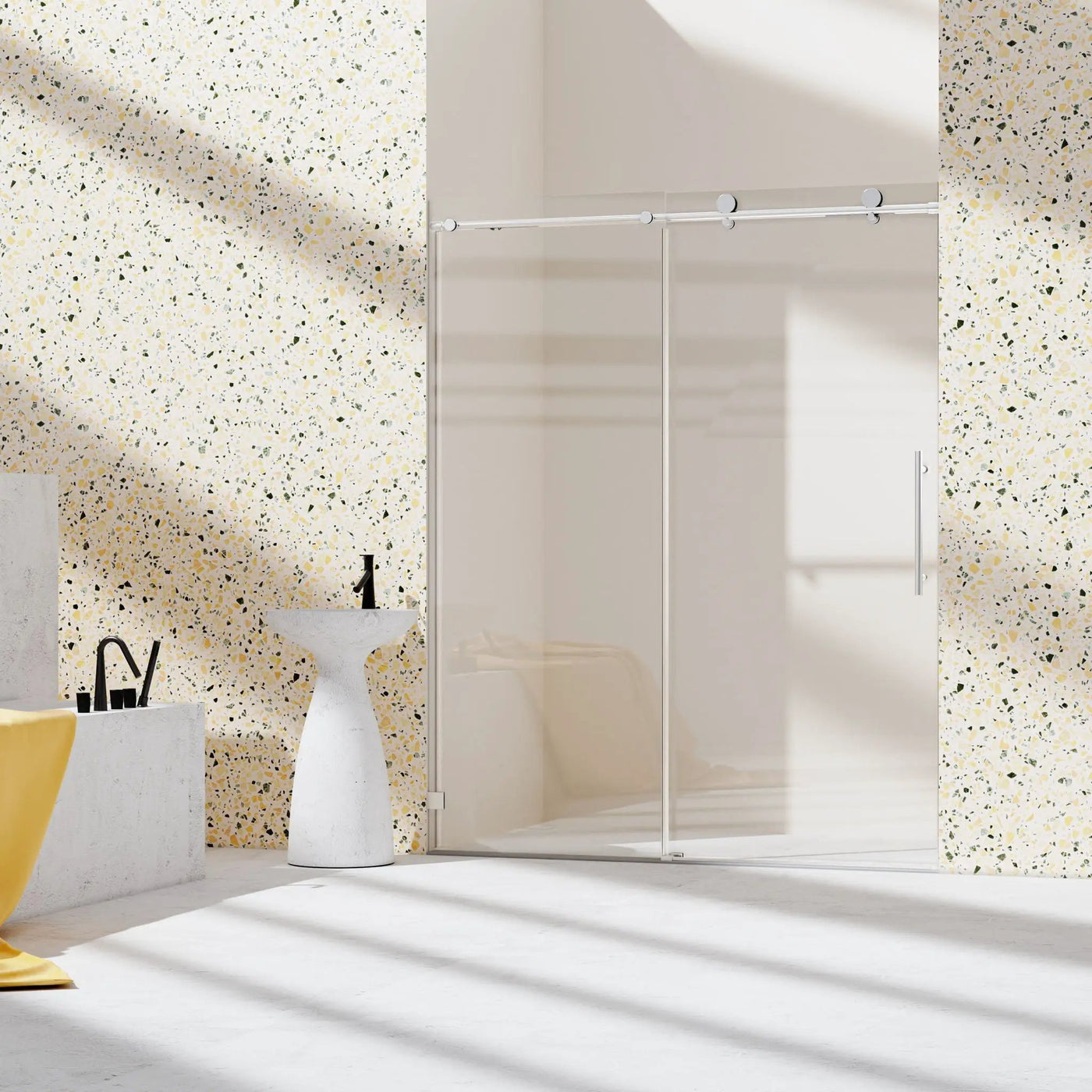 Frameless, Single Sliding Soft Close Shower Doors, 5/16" Sgcc Tempered Glass by HouseOfZazla