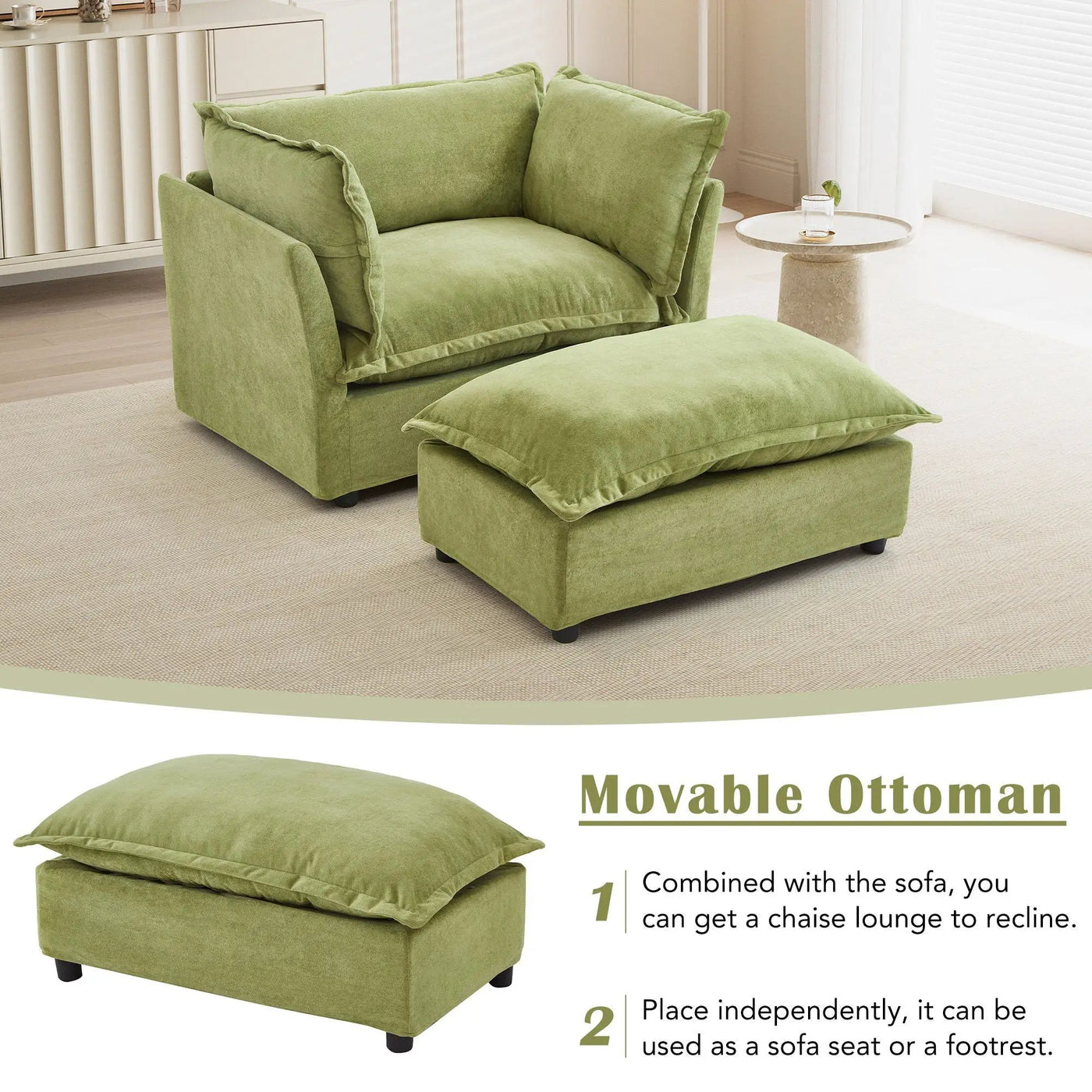 Modern Armchair Sofa With Movable Ottoman by HouseOfZazla