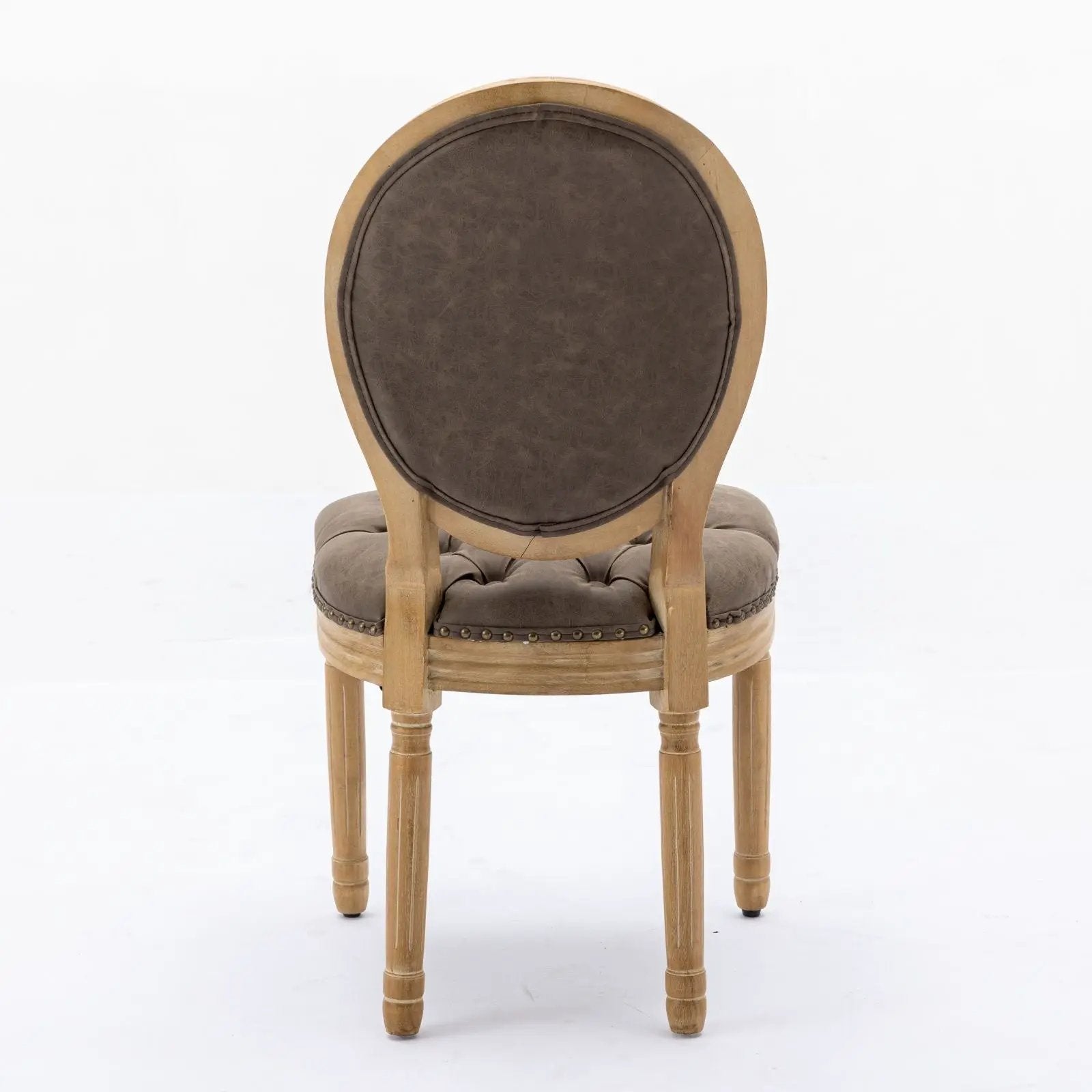 French Style Solid Wood Frame Antique Painting, Hand-Pulled Buckle Decoration Artificial Dining Chair With Nailhead Trim, Wood Legs by Unique Piece Furniture