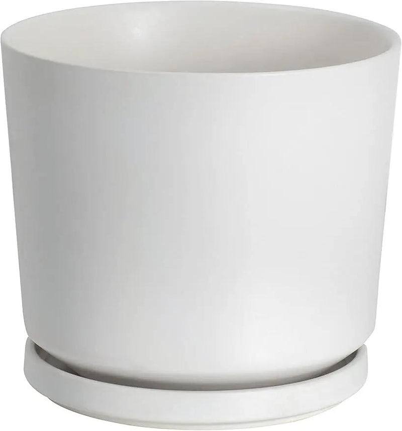 Ekirlin 5 inch Plant Pots,Ceramic Flower Planters Indoor,Modern Succulents Containers with Drain Hole Saucer,Decorate Home,Office & Outdoor (White) by GreenHaven Gardens