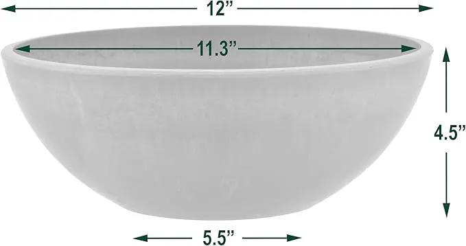 PSW Pot M30TP Collection Shallow Garden Bowl Low Planter for Succulents, Bonsai, Fairy Gardens, Herbs, 12-inch, Taupe by GreenHaven Gardens