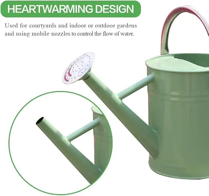Metal Watering Can, One Gallon Watering Cans Stainless Steel for Outdoor Indoor Garden Plants Watering (Cream Green) by GreenHaven Gardens