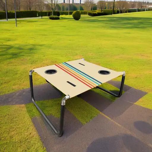 Neso Portable Beach Table with Cup Holders, Cell Phone Pockets, Lightweight for Picnics and Parks (Rainbow) by GreenHaven Gardens