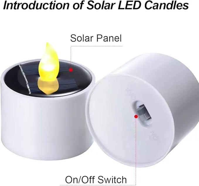 Solar Candle Lights,Flameless Candle Lights,Solar Rechargeable Tea Wax lamp,6 flameless Candle Light, Suitable for Wedding, Valentine's Day, Halloween, Christmas (Small Solar Candle) by GreenHaven Gardens