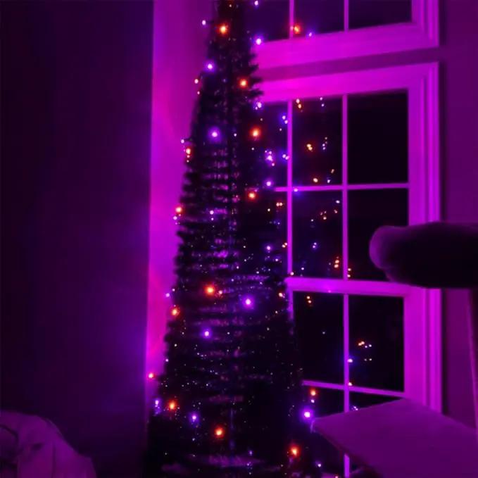 TW SHINE Purple and Orange Halloween Lights, 20FT 100 Count Incandescent Mini String Lights, Waterproof Halloween Decorations for Outdoor Indoor Patio Home Party Garden Yard Decor by GreenHaven Gardens