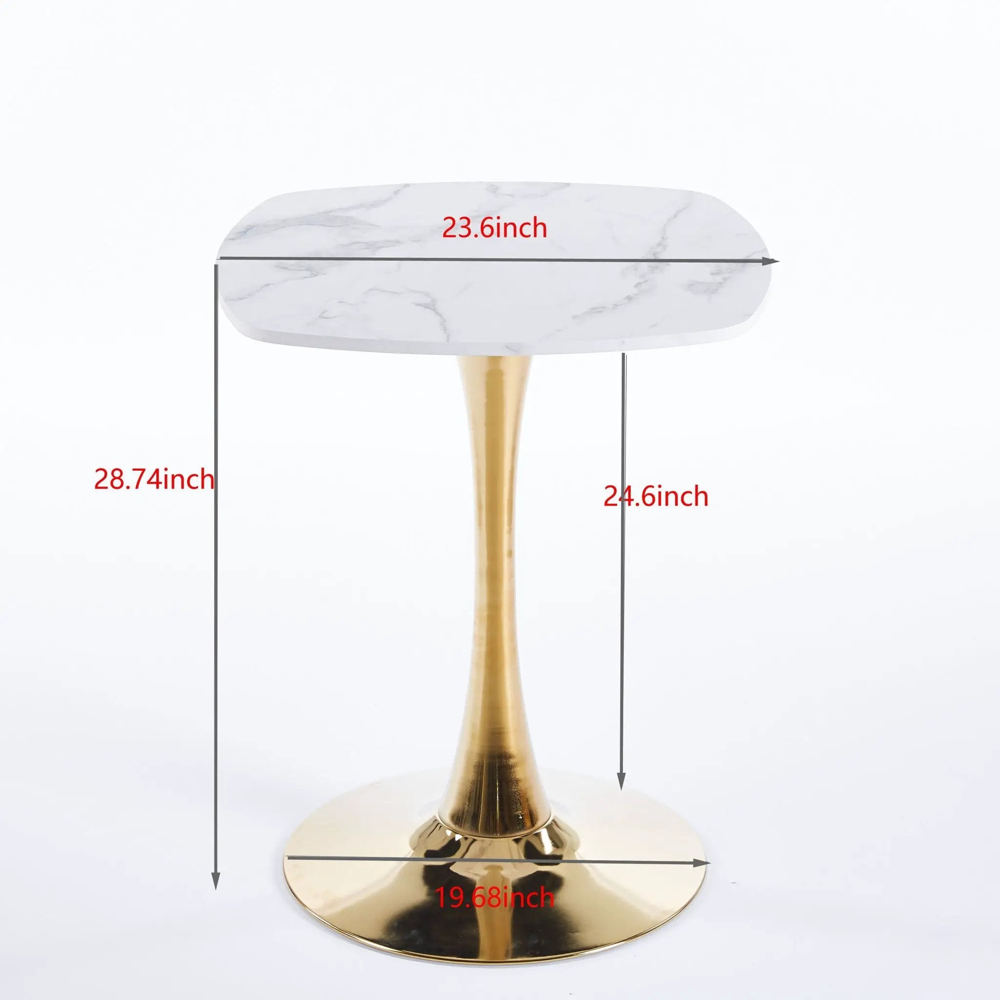 Square Tulip Dining Table For 2 - 4 People - Golden / White by Unique Piece Furniture