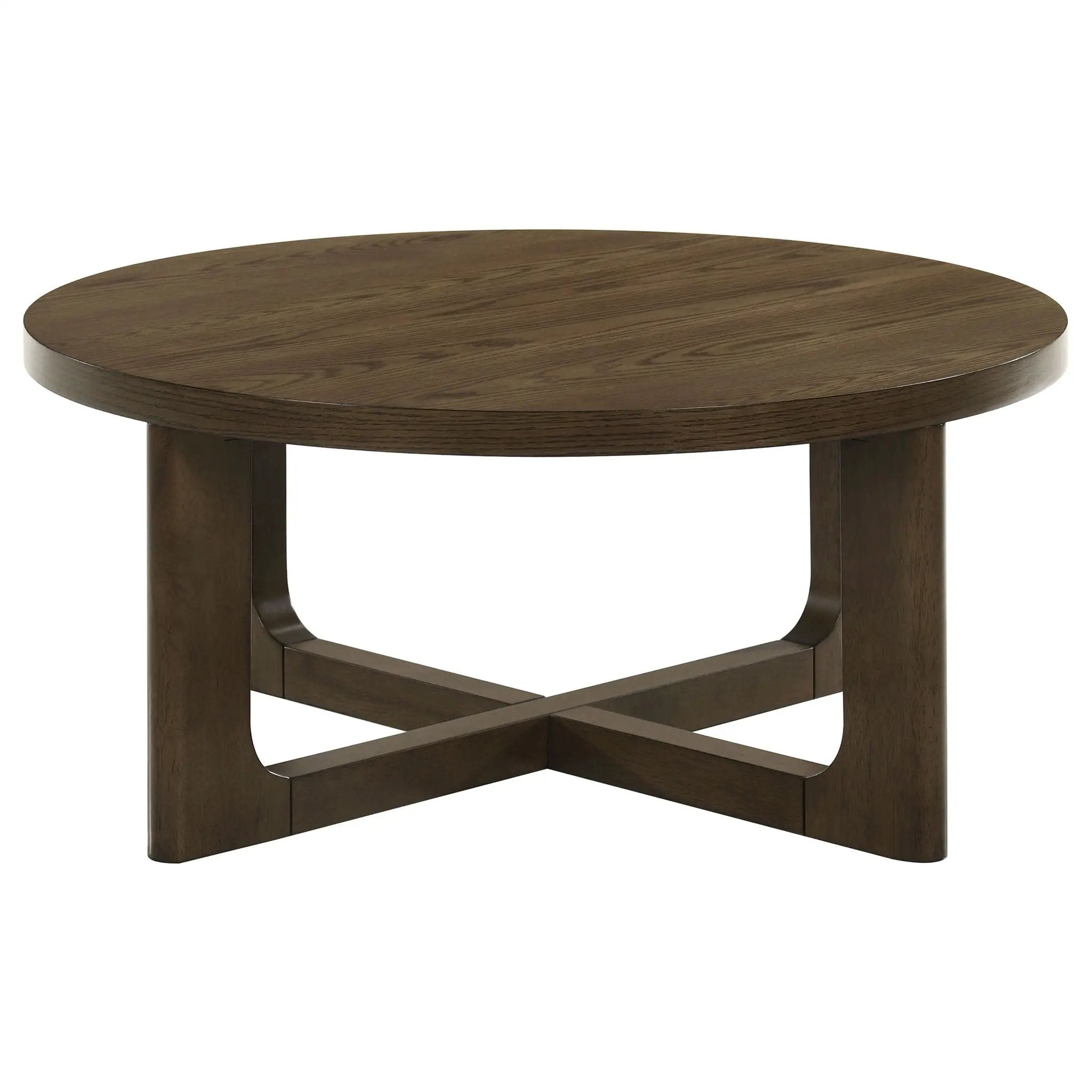 Kessler Round Sculptural Wood Coffee Table Brown by Unique Piece Furniture