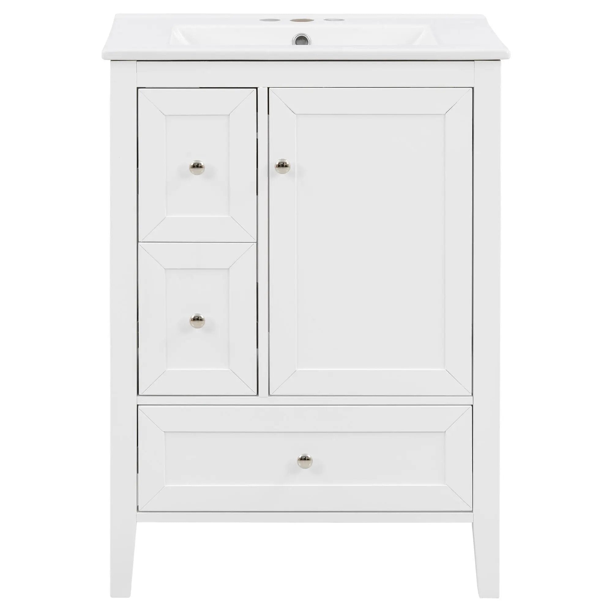 Modern Bathroom Vanity With Sink, Soft Close Drawers & Door, Storage Rack by HouseOfZazla