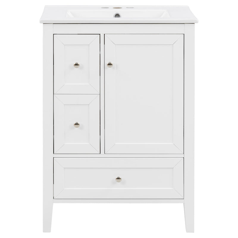 Modern Bathroom Vanity With Sink, Soft Close Drawers & Door, Storage Rack by HouseOfZazla