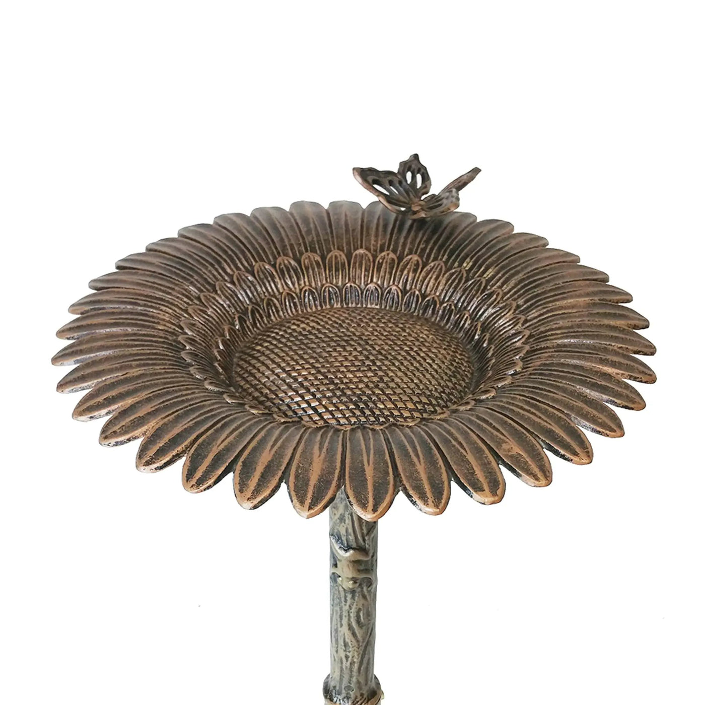 Round Cast Aluminum Metal 32-in Bird Bath with Sunflower Butterfly by Sharicks