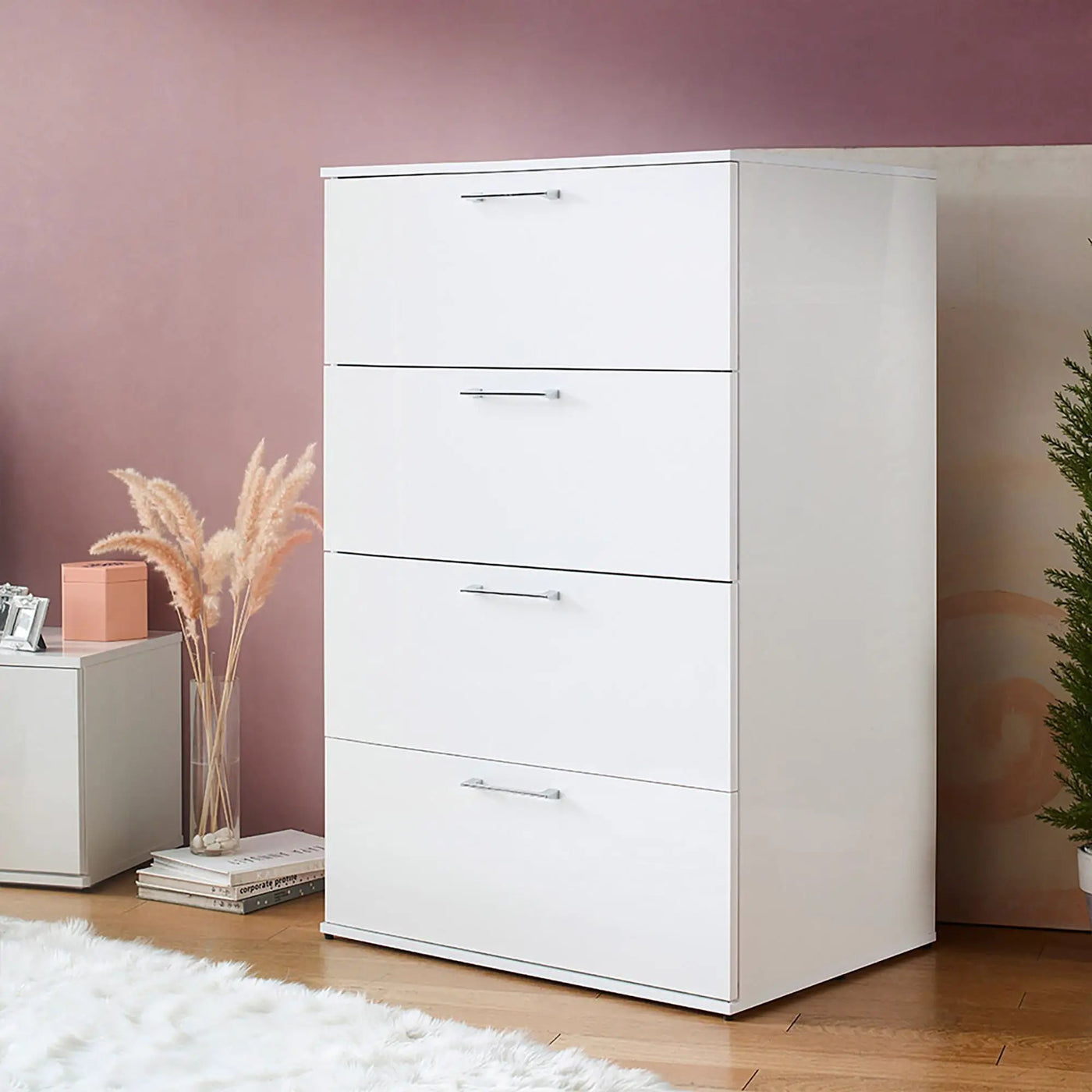 Bliss - Glossy 4 Drawer Jumbo Chest With Extra Deep Storage by HouseOfZazla
