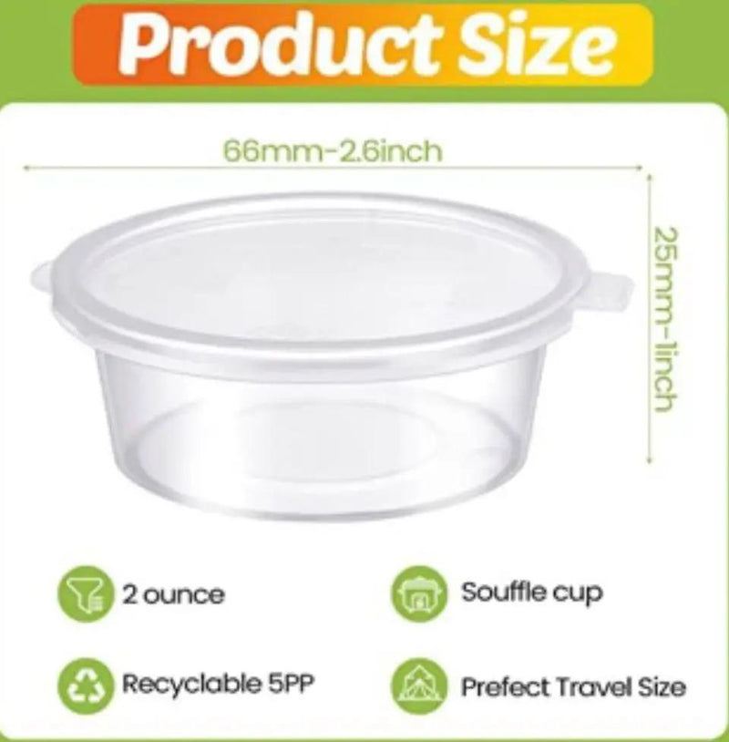 Open Box Didaey 300 Pcs 2 oz Plastic Dressing Containers Clear Portion Cups Small Condiment Containers with Lids Hinged Airtight Souffle Cups Disposab by Selzalot