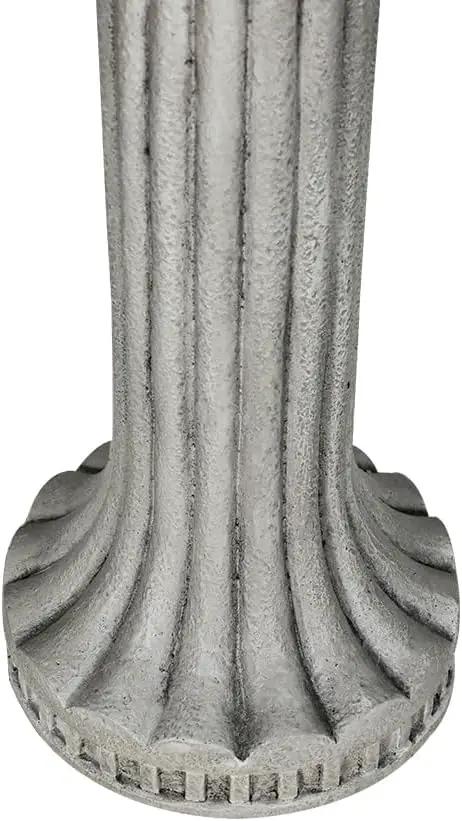 24 Inch Height Outdoor Bird Bath - Fibre Reinforced Concrete Large Bird Bath Stylish with Modern Pedestal for Garden, Patio, Backyard, Lawn - 16”W X 24”H Contemporary Birdbaths & Supports by GreenHaven Gardens