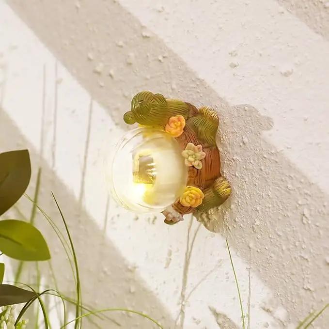 Solar Mini Turtle Garden Statue Lights for Outdoor Decor with Cracked Glass LED Figurine Lighting Resin Succulent Tortoise Decorations for Patio Lawn Yard Home Housewarming Mom Wowen Gifts by GreenHaven Gardens