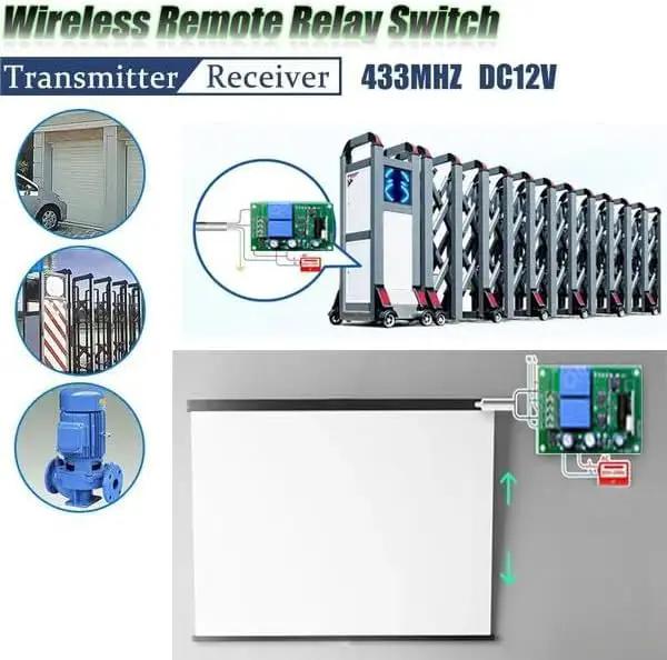 QIACHIP DC 5V 6V 12V 24V 36V 48V 60V Electric Motor Forward and Reverse Wireless RF Remote Control Relay Module Switch,Receiver 433Mhz with Transmitters for Motor,Curtains, Garage Door (KR1202) by GreenHaven Gardens