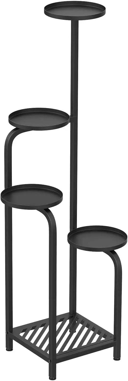 TOSKING 5 Tier Tall Plant Stand Indoor Outdoor, Heavy Duty Corner Shelf for Plants & Decor, Space Saving 3.9FT Metal Flower Pot Stand for Balcony, Garden, Living Room, Patio (Black, 47in) by GreenHaven Gardens