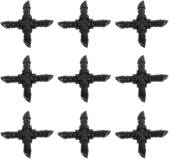 50 Pieces 1/4 Inch Barbed Cross Fittings Barbed Cross Connecters 4 Way Garden Watering Cross Connector Drip Irrigation Tubing Fit for 4mm/7mm Tube for Flower Bed Vegetable Garden Home and Garden by GreenHaven Gardens