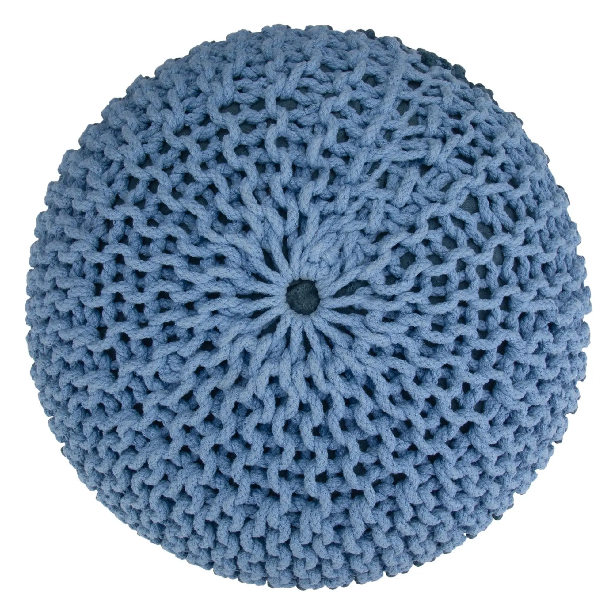 Nikki - Handcrafted Hand Knit Round Pouf by HouseOfZazla