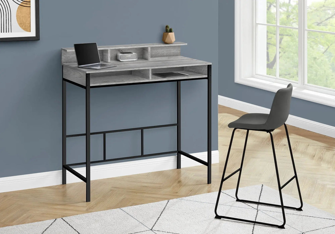Computer Desk for Home Office with Standing Storage Shelves by HouseOfZazla