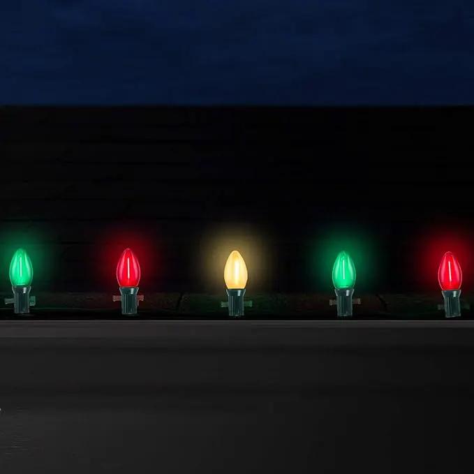 C7 LED Christmas Lights Outdoor, 25FT Clear Red Green and Frosted White Christmas String Lights with 27 LED Energy-Efficient Bulbs, Hanging Christmas Decorations Lights for Party Patio Garden Yard by GreenHaven Gardens