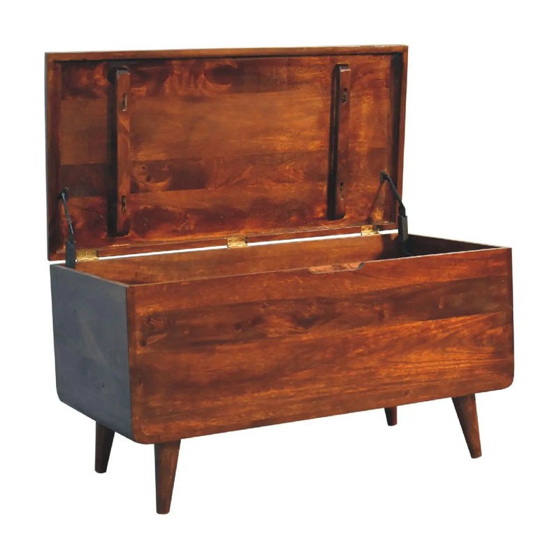 Solid Wood Curved Chestnut Blanket Box by HouseOfZazla