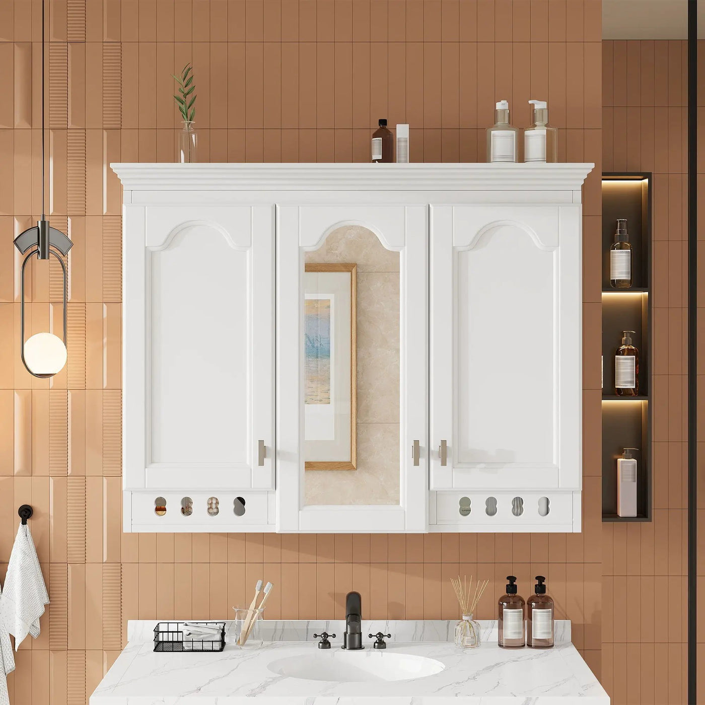 Wall Mount Mirror Cabinet With Adjustable Shelves, Soft Closing Hinges by HouseOfZazla