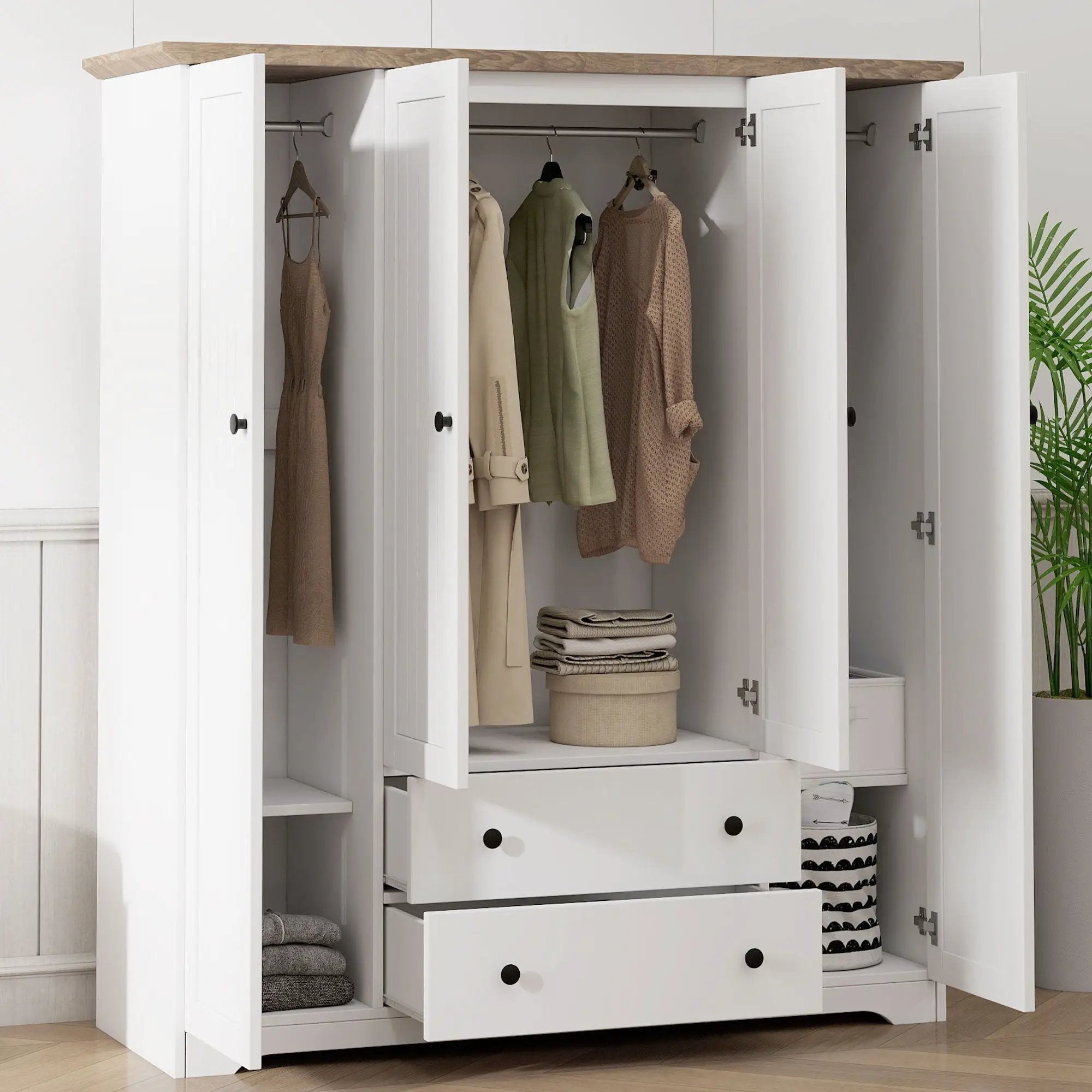 4 Door Wardrobe Armoire With 2 Drawers by Unique Piece Furniture