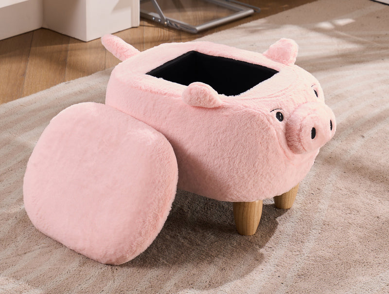 Pig Storage Ottoman with Hidden Storage - Faux Fur, photo 6 of 8