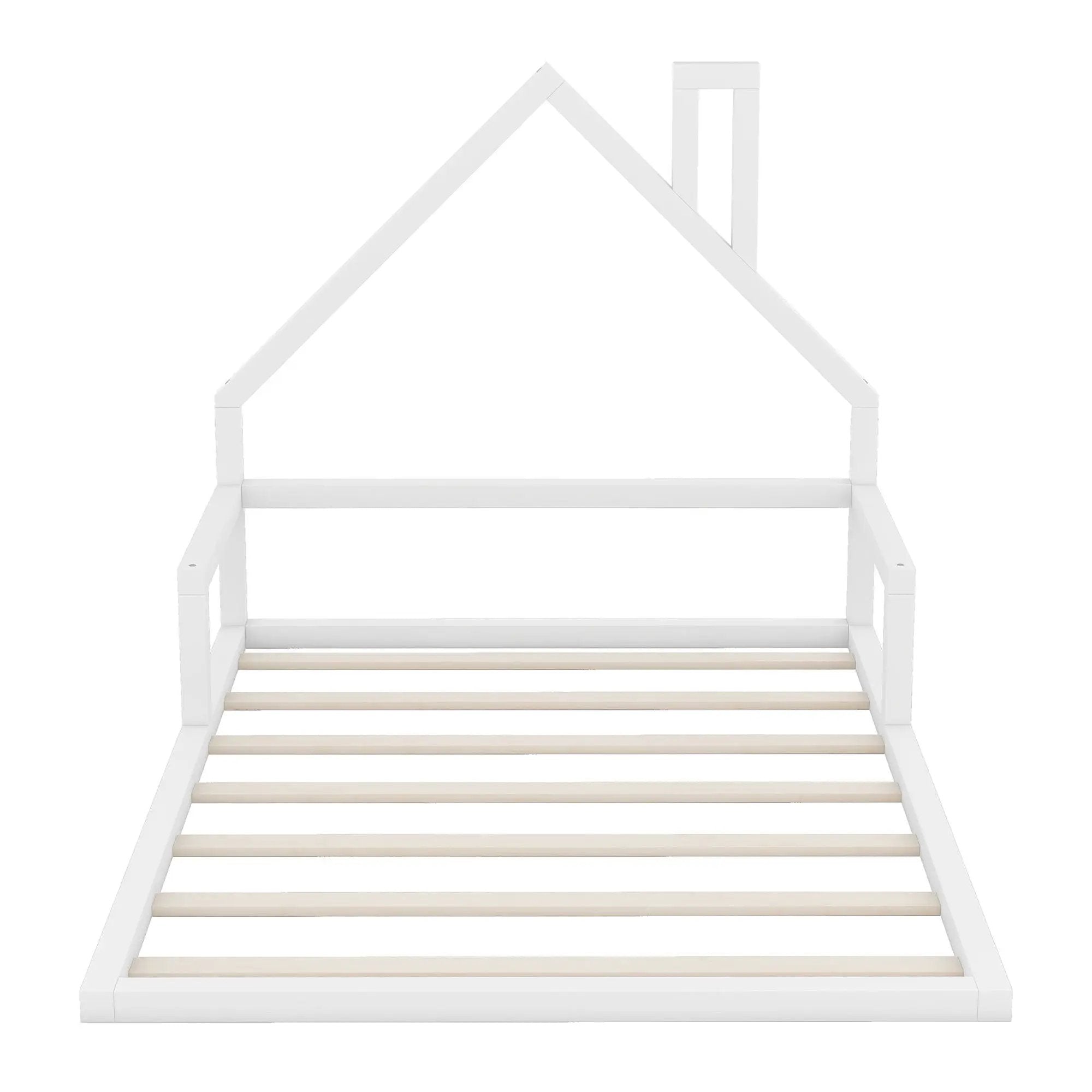 Elegant Floor Bed With House Shaped Headboard