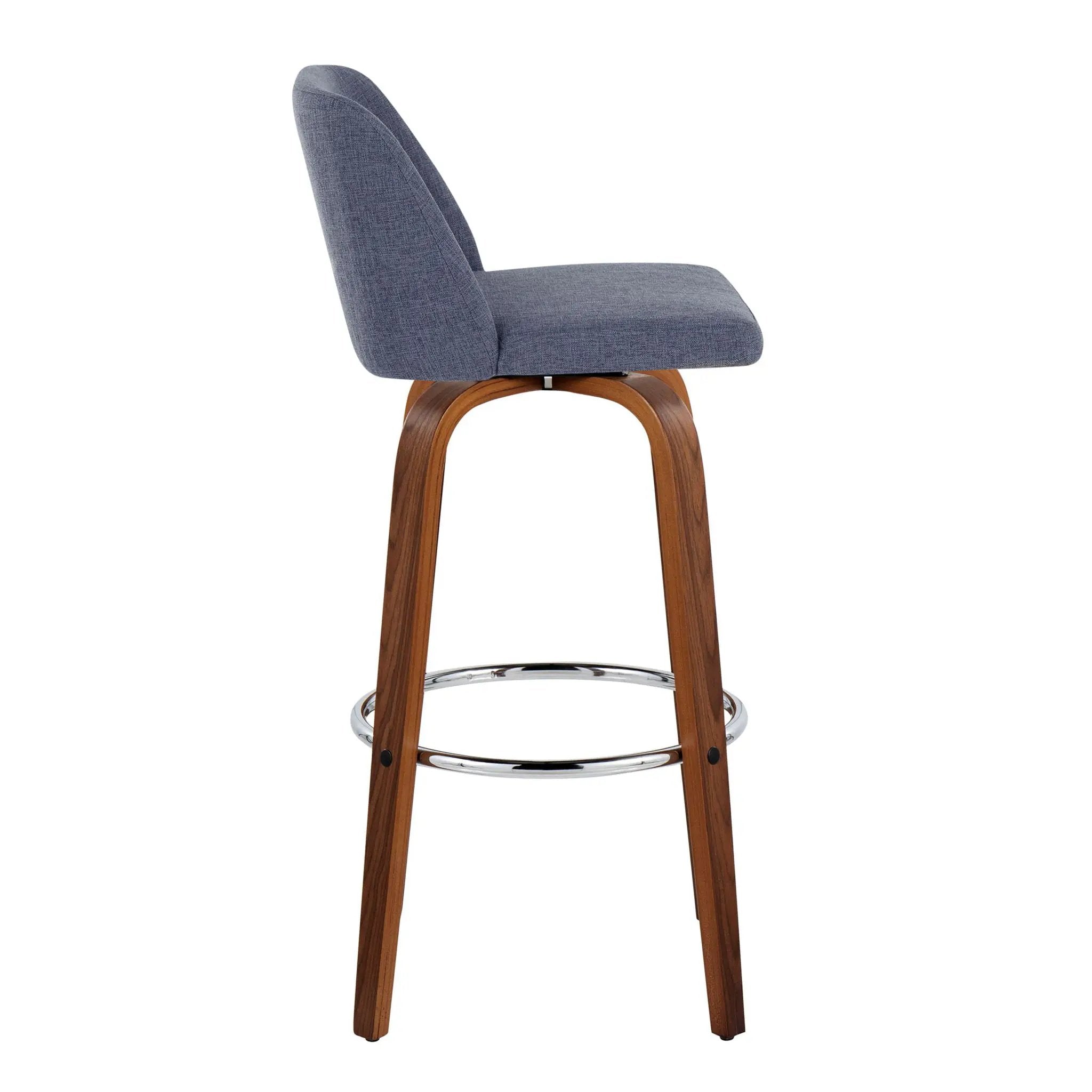 Toriano - Mid Century Modern Fixed Height, Barstool With Swivel With Round Footrest (Set of 2) by Unique Piece Furniture
