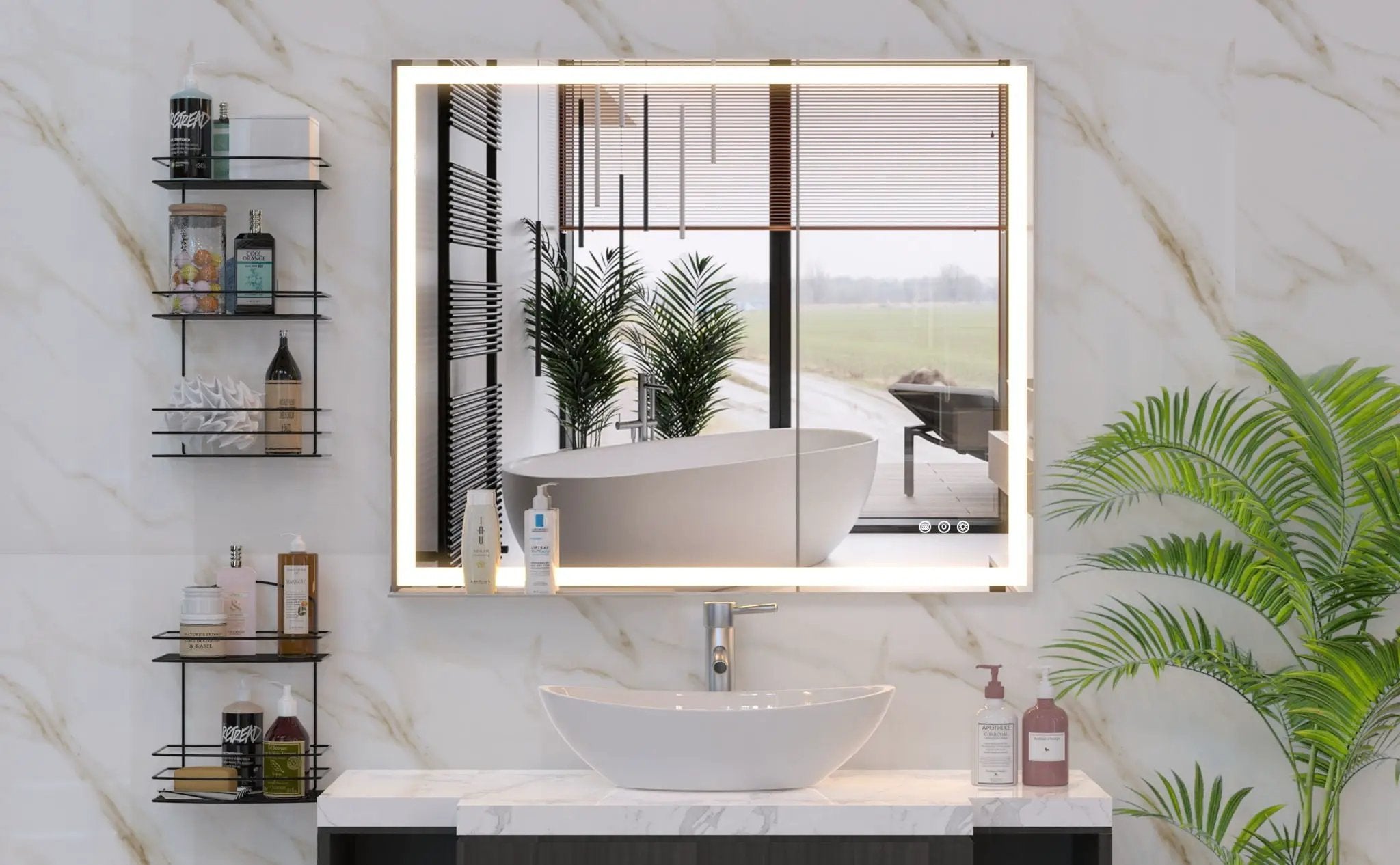 LED Bathroom Vanity Mirror Wall Mounted Adjustable / Warm / Natural Lights Anti-Fog Touch Switch With Memory Modern Smart Large Bathroom Mirrors by HouseOfZazla