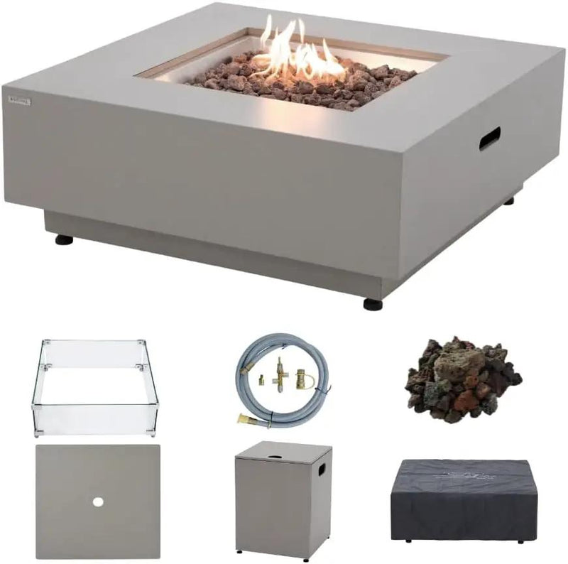 Ashton 36” Propane Fire Pit Smokeless Firepit Converts to Outdoor Gas Fire Pit for Outside Patio Firepit Table Includes Windscreen Rain & Tank Cover Lava Rocks Lid CSA Certified by GreenHaven Gardens