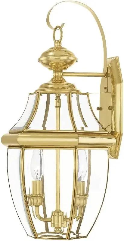 Livex Lighting 2251-07 Monterey 2 Light Outdoor Bronze Finish Solid Brass Wall Lantern with Clear Beveled Glass, 20.25" x 10.5" x 20.25" by GreenHaven Gardens