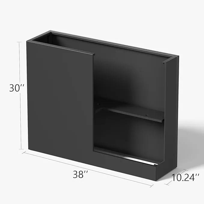 Stoog 38" Metal Tall Rectangular Planters Set of 2 - All-Weather Planter Box for Indoor/Outdoor Use, with Removable Insert Shelf, for Plants, Flowers, Garden, Black by GreenHaven Gardens