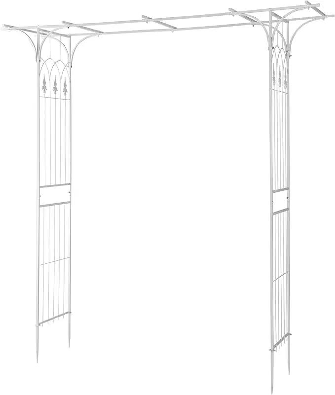VINGLI Garden Arbor, Arch Archway for Wedding Ceremony Party, Steel Garden Trellis for Plant Climbing, Christmas Garden Decorations Pergola for Garden, Backyard, Lawn (White) by GreenHaven Gardens
