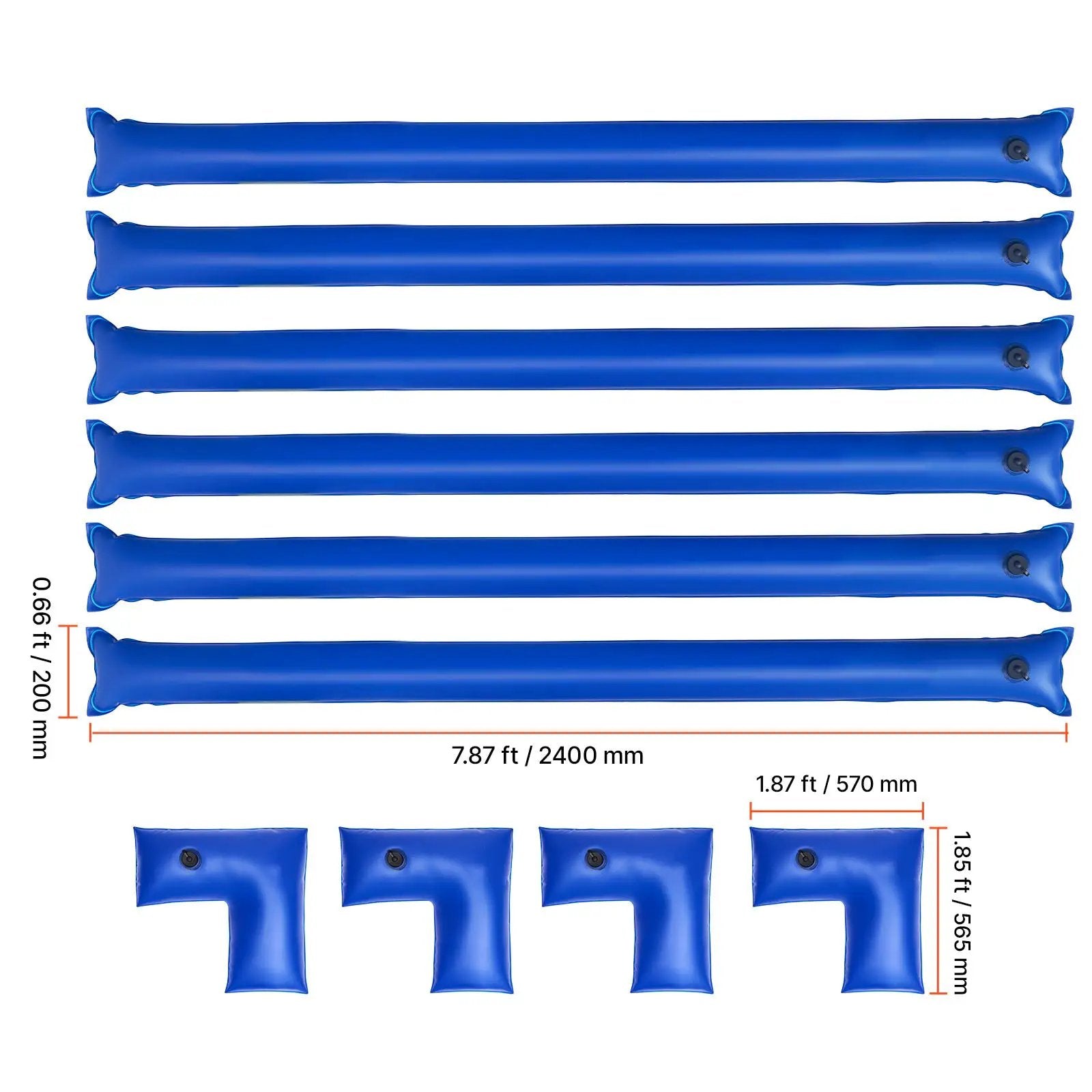 26 Gauge 6-Pack 4ft Single Chamber Pool Cover Water Bags with 4 Corner Water Tubes by HouseOfZazla