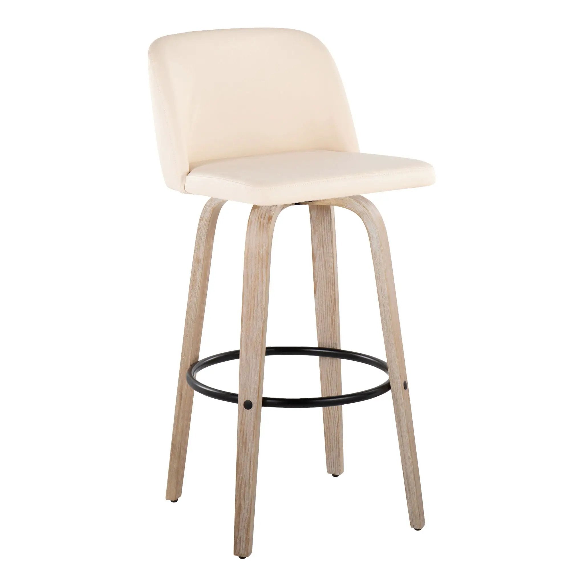 Toriano - Mid-Century Modern Fixed Height BarStool With Round Footrest (Set of 2) by Unique Piece Furniture
