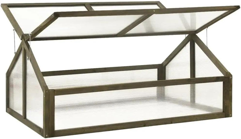 Firwood Garden Portable Wooden Greenhouse - Raised Flower Planter with 2 Roofs, Mini Greenhouse Cabinet for Outdoor Indoor Use, 44.8"x31.4"x19.6"/Gray by GreenHaven Gardens