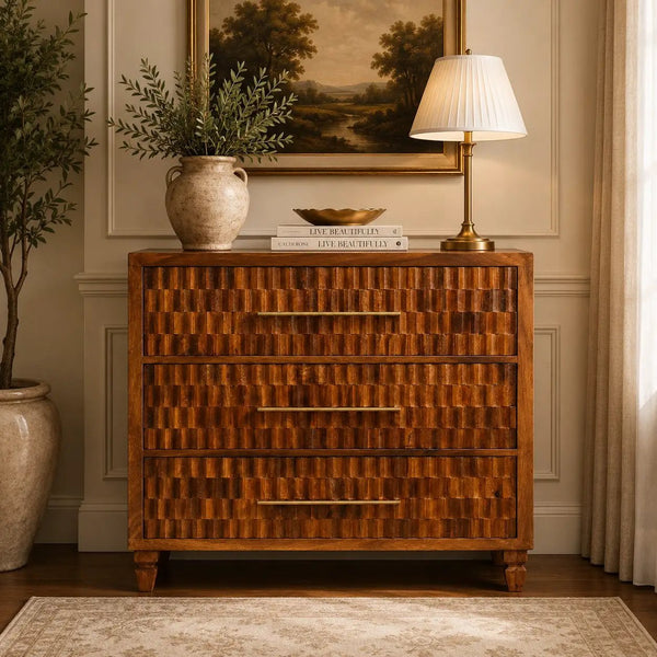 Solid Wood Cadiz Carved Chest