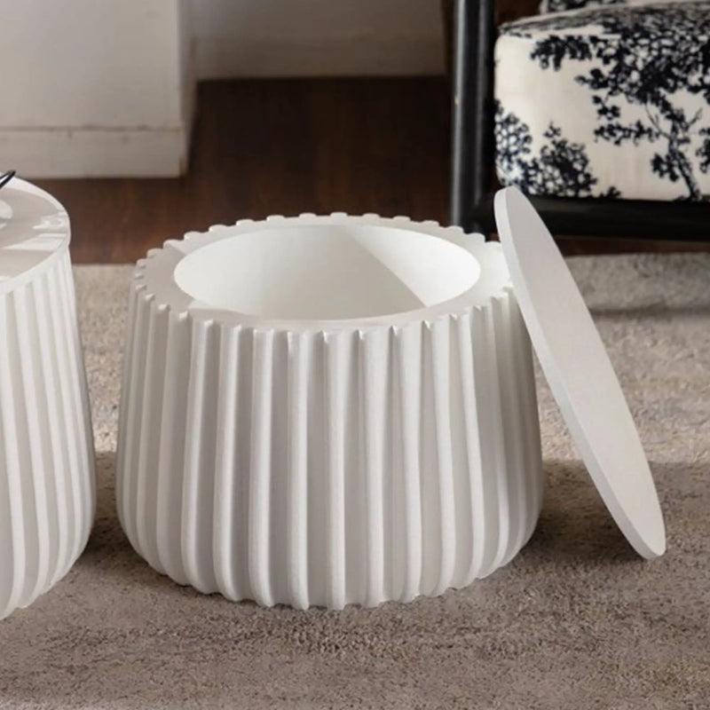 White Round Storage Table Set with Lift-Off Lid by HouseOfZazla