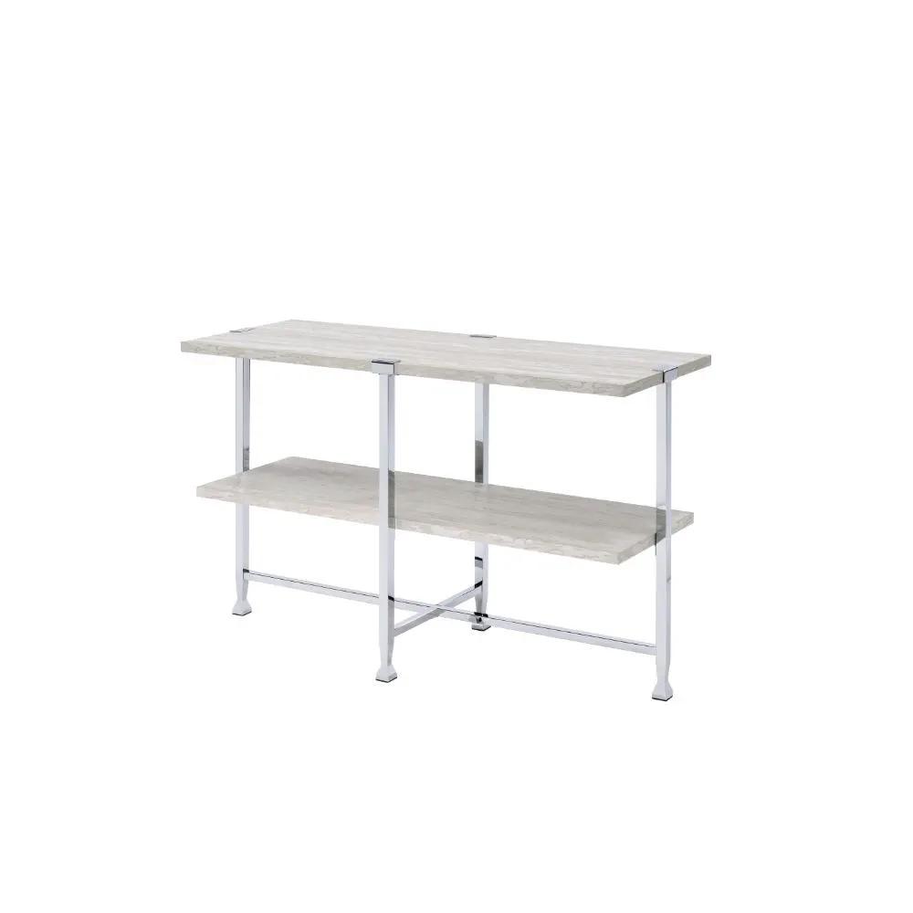 Brecon - Sofa Table - White Oak & Chrome by Unique Piece Furniture