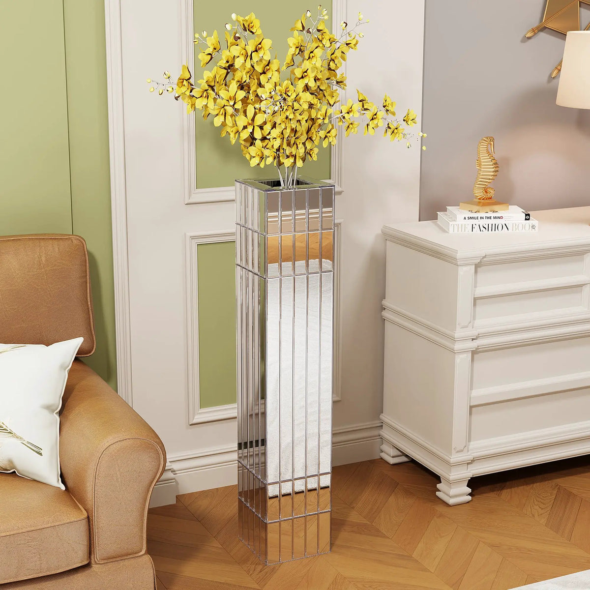 36.02" Tall Mirrored Floor Vase by HouseOfZazla