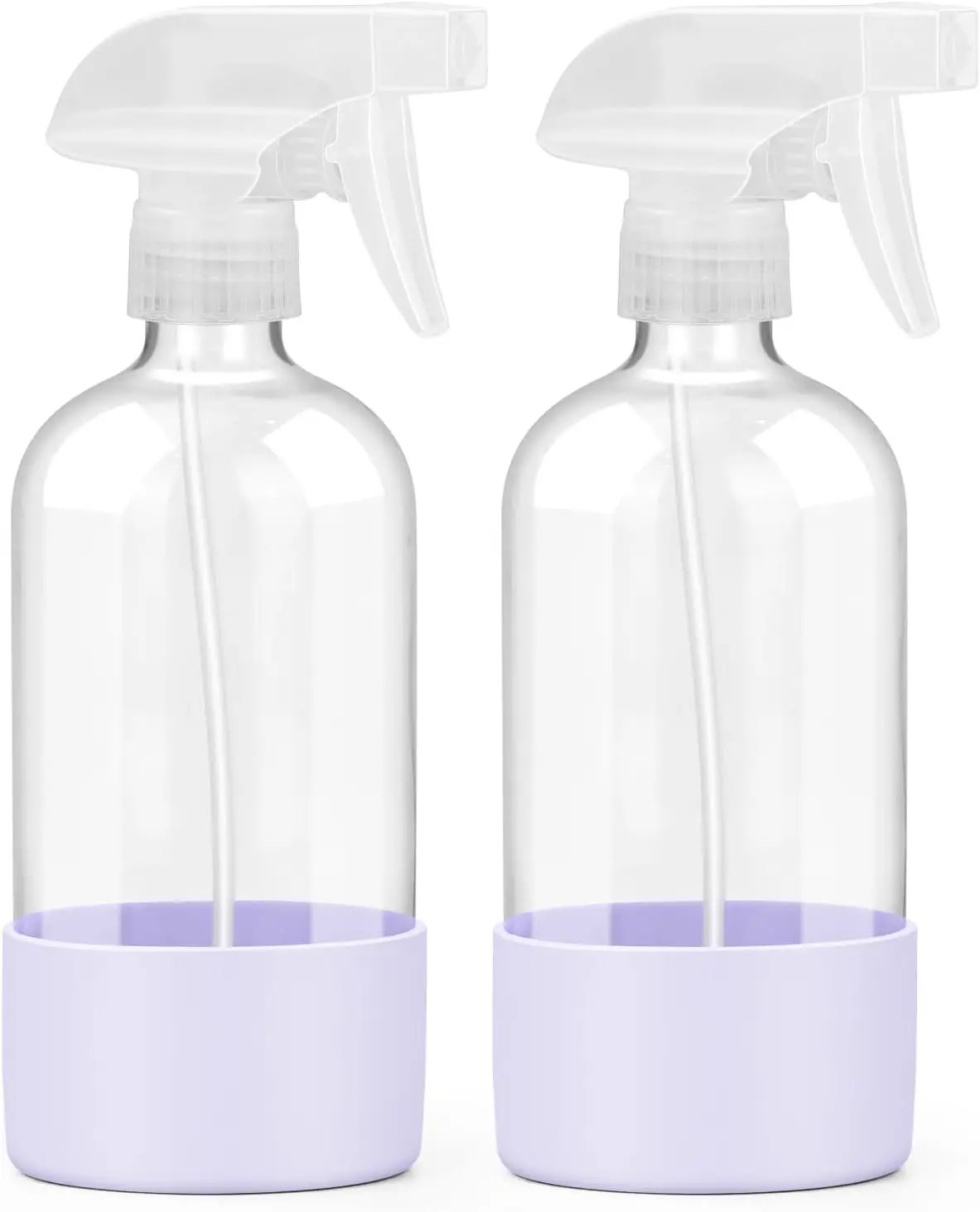 2 Pack Glass Spray Bottles with Silicone Sleeve, 16 oz Empty Refillable Containers with Adjustable Spray Nozzles, Spray Bottles for Hair, Cleaning Solutions and Plants Purple by GreenHaven Gardens