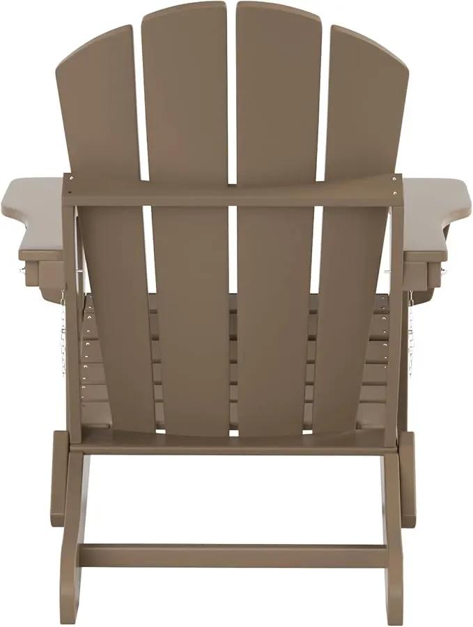 WO Home Furniture Adirondack Chairs Table Set of 3 PCS Outdoor Folding Chairs Coffee Table Weather/UV Resistant for Lawn, Garden, Bon Fire, Balcony (Weathered Wood) by GreenHaven Gardens