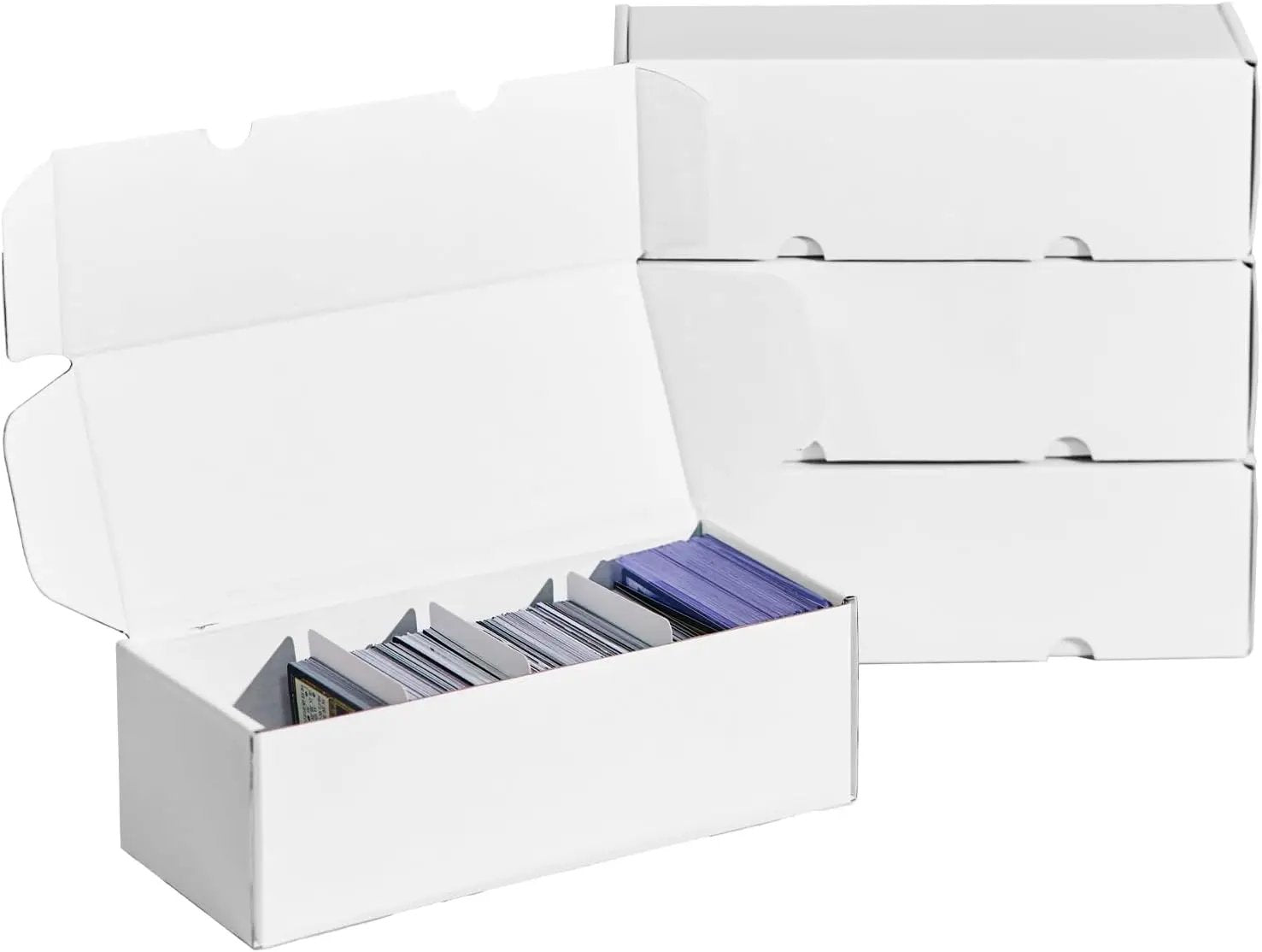 NUMINA 4 Pack 600 Card Storage Box Organizer for Trading Card Collection, Heavy Duty Sports Cardboard Box, Trading Gaming Cards Collection Box with Adjustable Dividers by GreenHaven Gardens